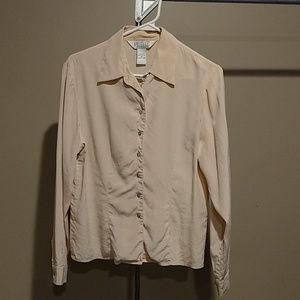 Cream 100% silk blouse size 10 Petite Sophisticat